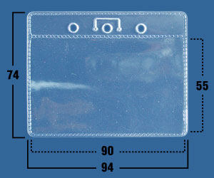Кармашек для бейджа без крепления тонкий горизонтальный (90х55) IDT07/R (уп. 50 шт.)