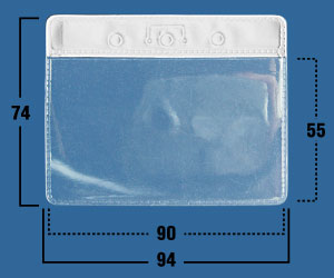 Кармашек для бейджа без крепления тонкий горизонтальный с белой вставкой (90х55), IDC07/R (уп. 50 шт.)